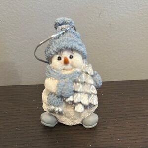 Blue and White Snowman Ornament